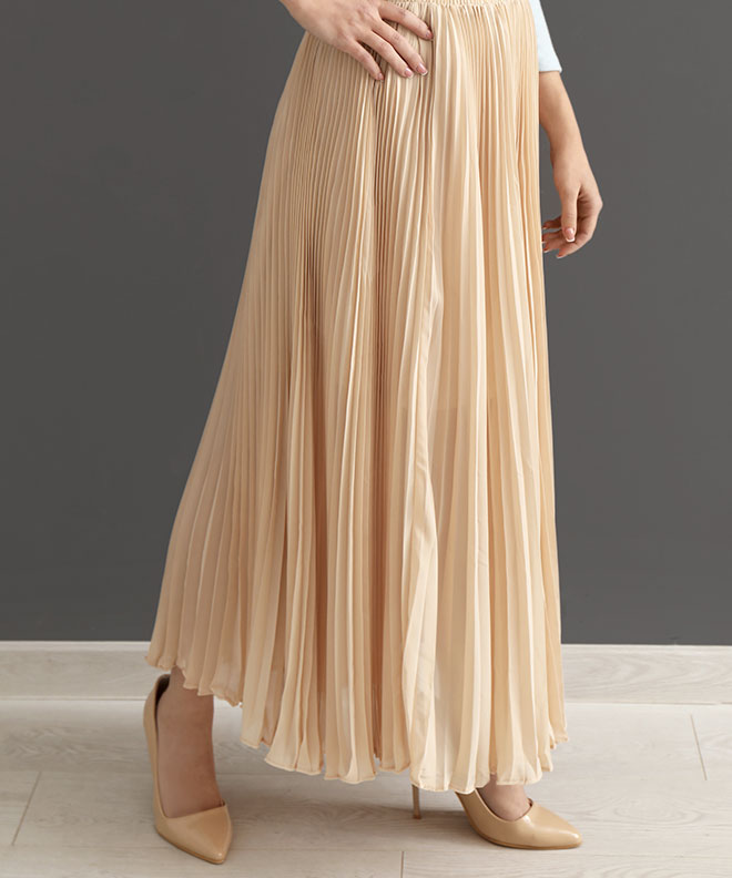 シフォンプリーツマキシ丈スカート